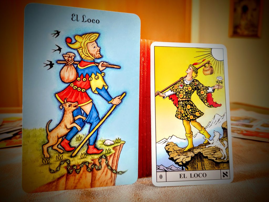 El loco, Tarot de Marsella y Tarot Rider-Waite Smith.